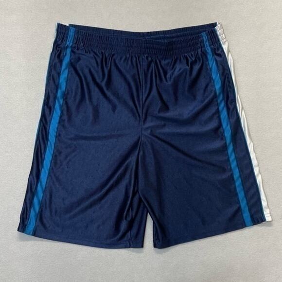 Navy White Athletic Gym Shorts activewear boys Size 14 - Picture 2 of 6